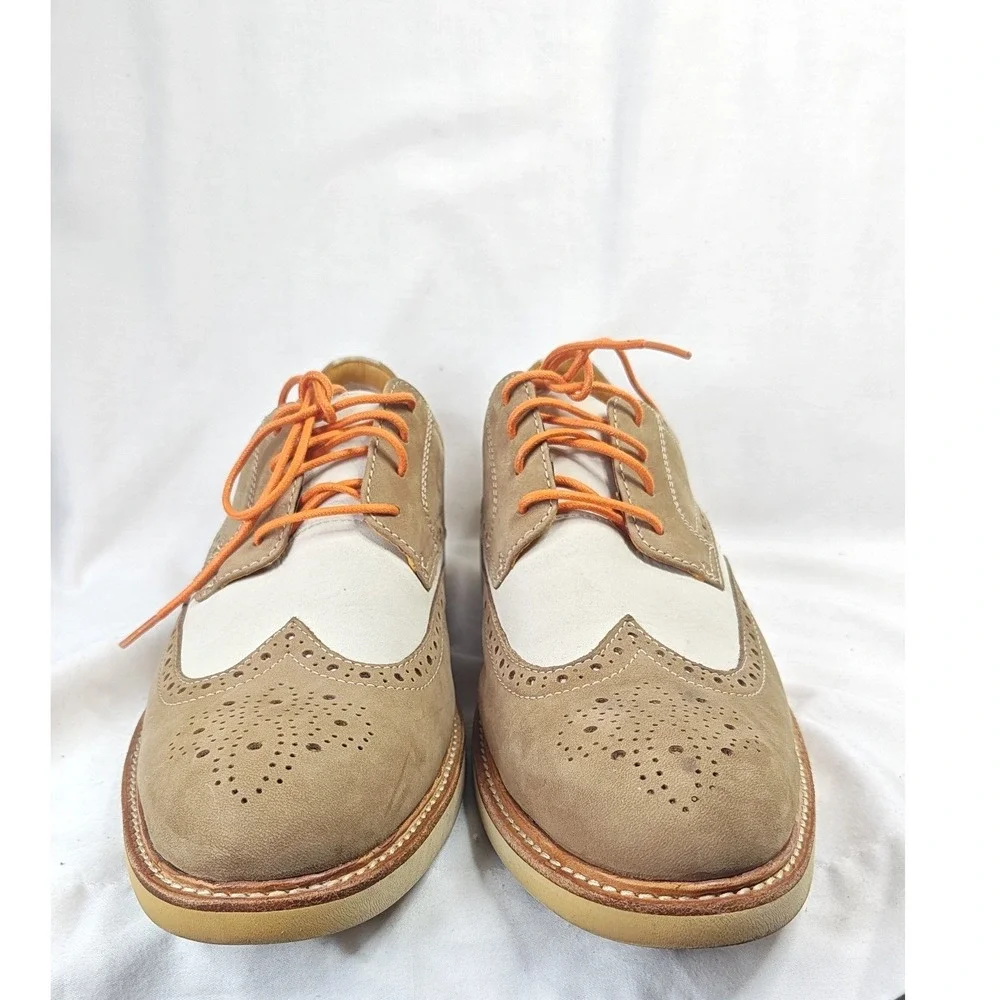 Sperry Top-Sider Gold Cup Wingtip Oxford Tan White Leather Suede Men's 10M